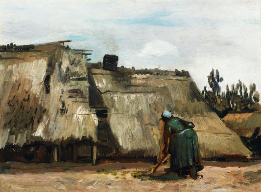 A Peasant Woman Digging in Front of Her Cottage (c.1885) by Vincent van Gogh