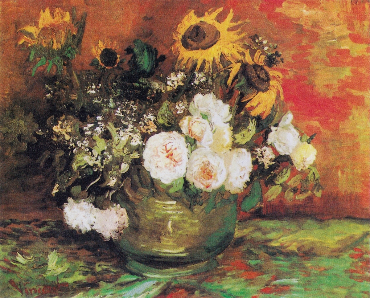 Bowl With Sunflowers Roses And Other Flowers (1886) by Vincent van Gogh
