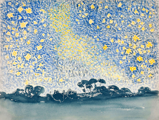 Landscape with Stars (1905–1908) painting in high resolution by Henri-Edmond Cross.