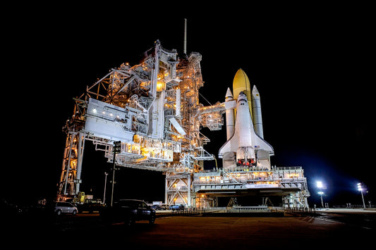 Space shuttle Discovery stands tall on Launch Pad 39A