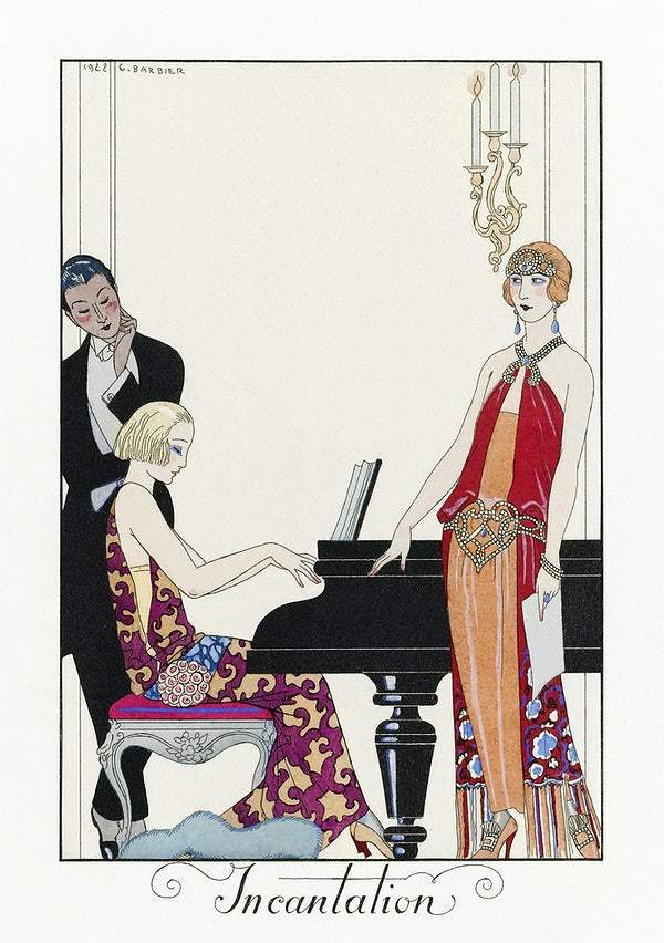 Encantation: France (1923) fashion illustration by George Barbier