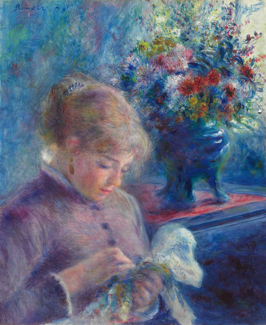 Young Woman Sewing by Pierre Auguste Renoir
