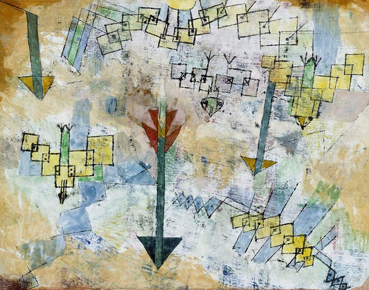 Birds Swooping Down and Arrows (1919) by Paul Klee