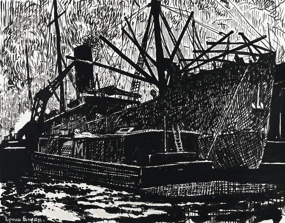 Liner and Tug (ca.1914–1918) by Henry Sayen