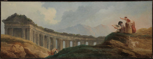 A Colonnade in Ruins by Hubert Robert 1750