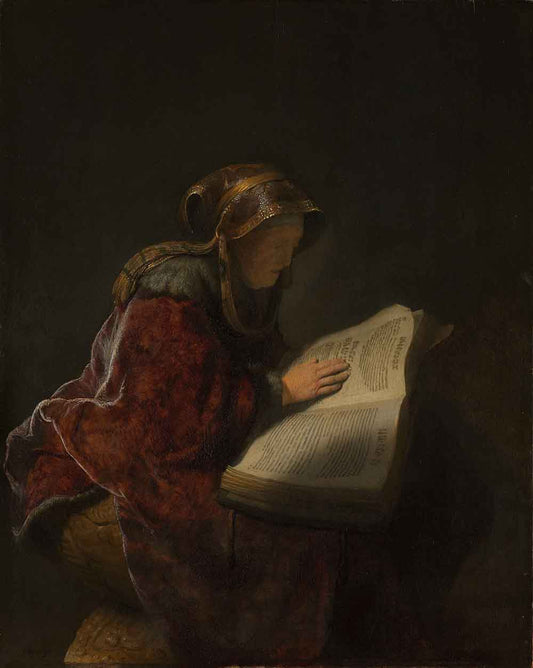 An Old Woman Reading by Rembrandt van Rijn 1631