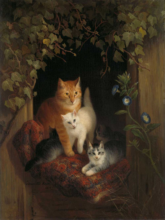 Cat with Kittens by Henriette Ronner 1844