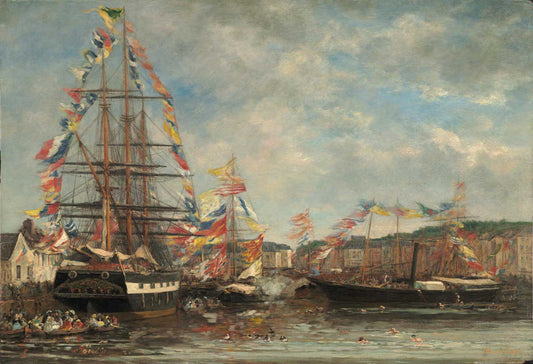 Festival in the Harbor of Honfleur by Eugène Boudin 1858
