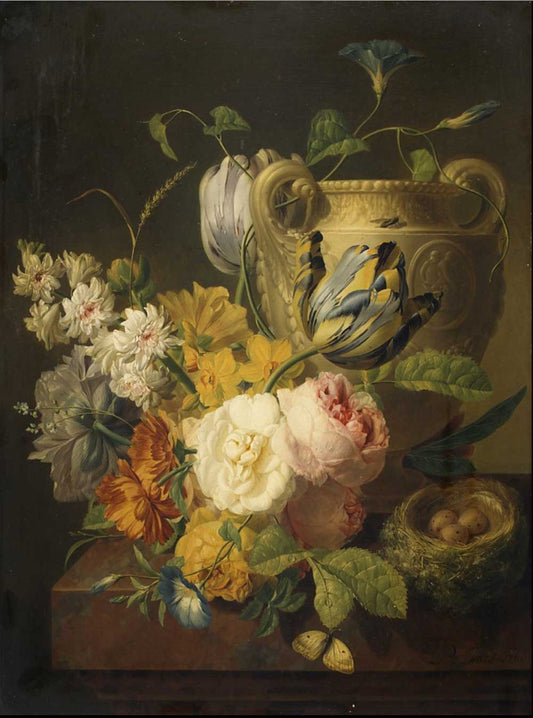 Flowers by a Stone Vase by Peter Faes 1786