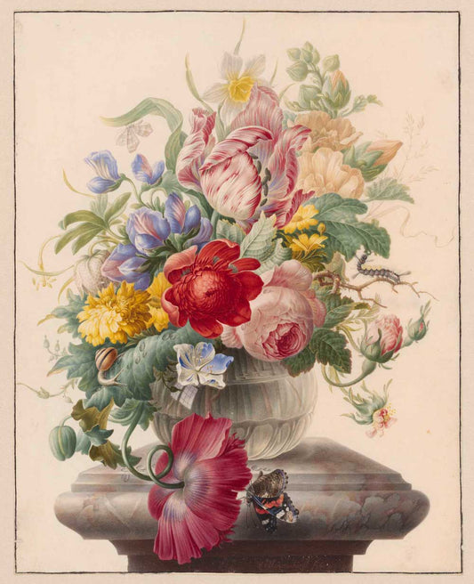 Floral with Butterfly by Herman Henstenburgh 1700