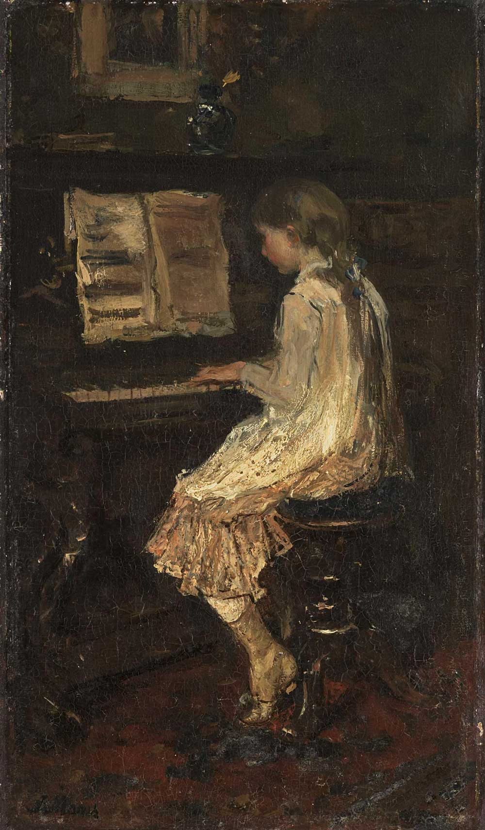 A Girl at the Piano by Jacob Maris 1879
