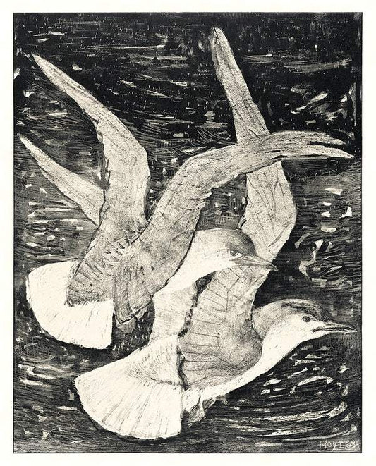 Twee vliegende meeuwen (1873–1917) print in high resolution by Theo van Hoytema