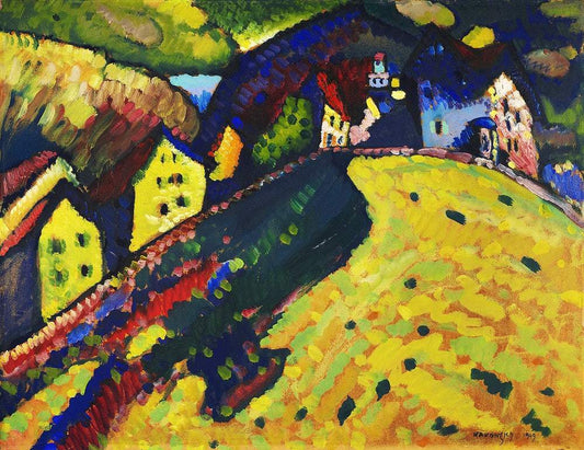 Houses at Murnau (1909) painting in high resolution by Wassily Kandinsky