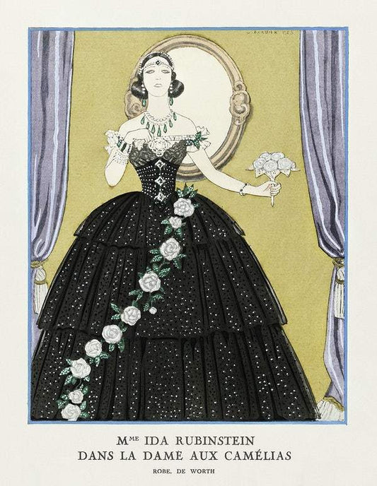 Mme Ida Rubinstein dans "La Dame aux Camélias" (1923) fashion illustration by George Barbier