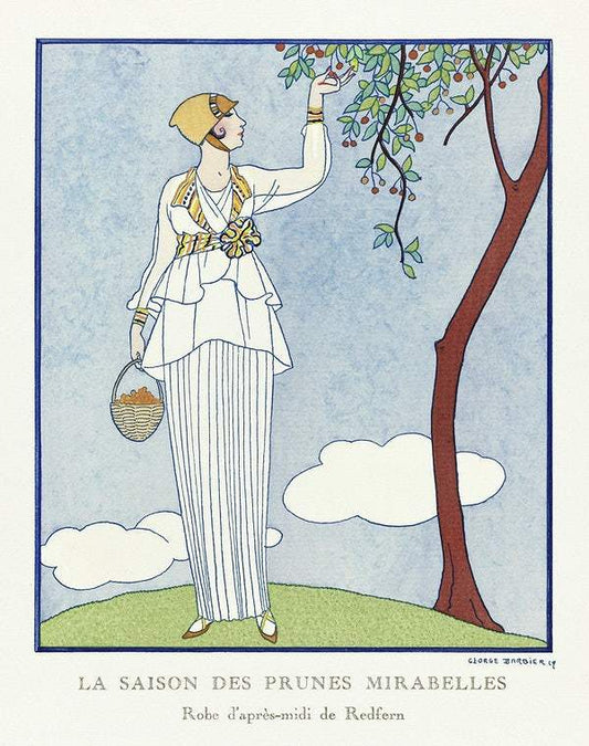 La saison des prunes mirabelles: Robe d'après-midi de Redfern (1914) by George Barbier