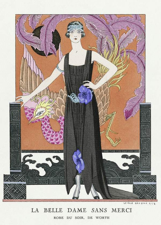 La belle dame sans merci: Robe du soir, de Worth (1921) fashion illustration in high resolution by George Barbier