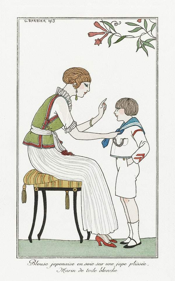 Costumes Parisiens (1913) fashion illustration by George Barbier