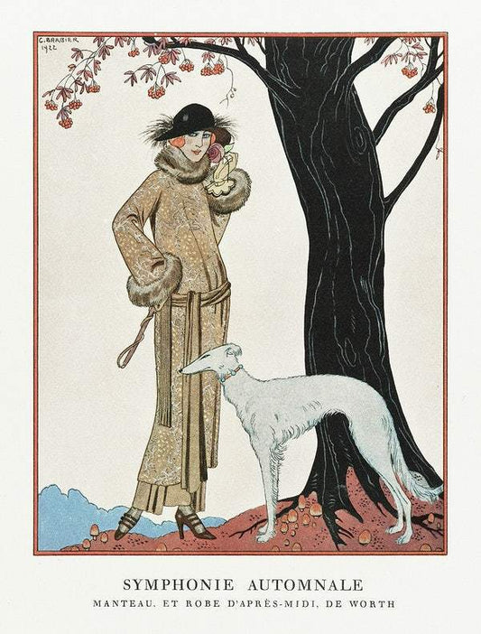 Autumn Symphony: Mantle and Afternoon Dress (1922) by George Barbier