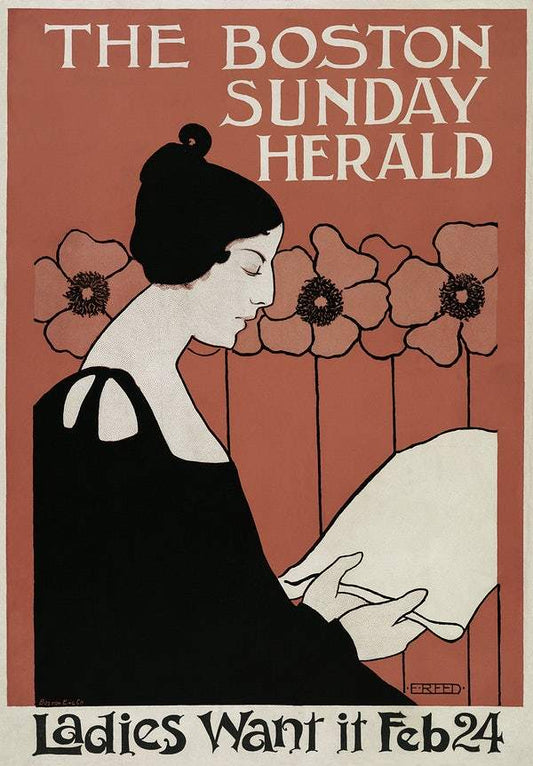 The Boston Sunday Herald (1895–1901) vintage cover by Ethel Reed