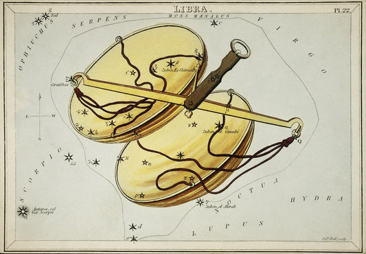 Sidney Hall’s (1831) astronomical chart illustration of the Libra