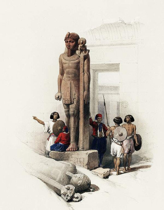 Colossus in front of Temple of Wady Saboua by David Roberts (1796-1864)