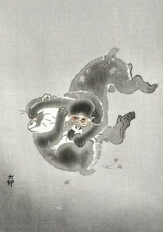 Two playing monkeys (1900 - 1930) by Ohara Koson