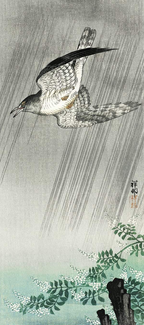 A Cuckoo in storm (1925 - 1936) by Ohara Koson