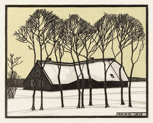 Farm in the snow (1918) by Julie de Graag