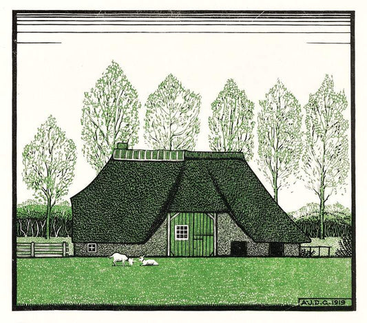 Farmhouse with thatched roof (1919) by Julie de Graag