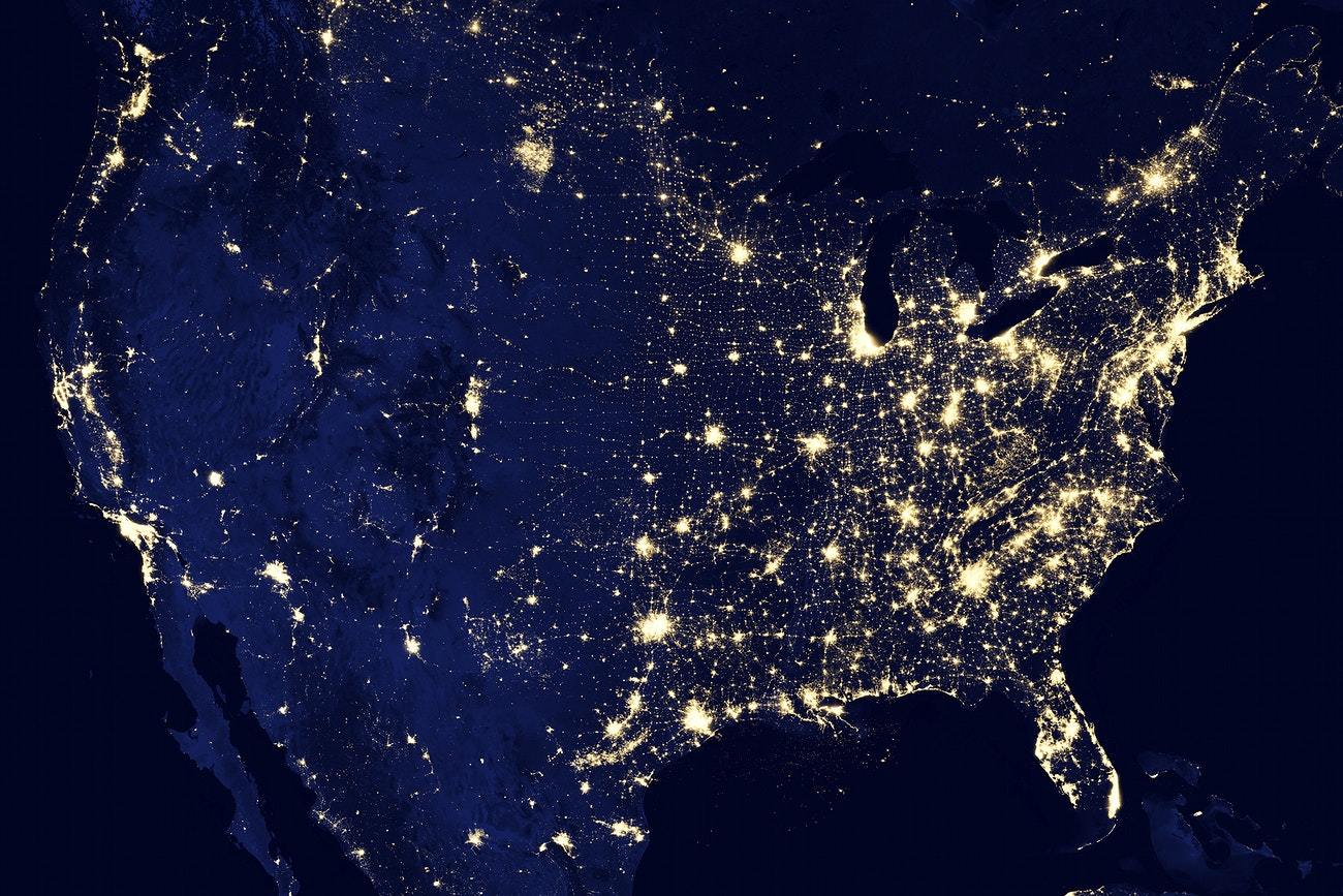 United States of America at night by NASA