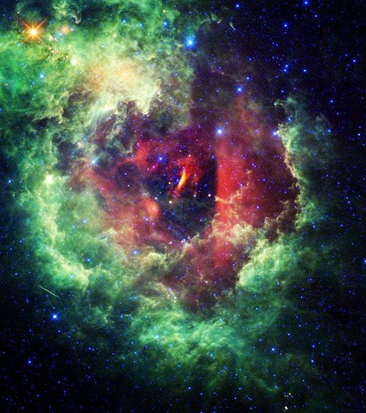 Deep Red and Green Nebula by NASA