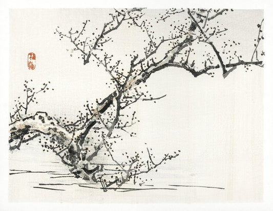 Tree against the backdrop of water by Kōno Bairei (1913)