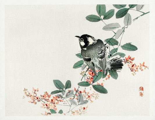 Black-capped chickadee by Kōno Bairei (1913)