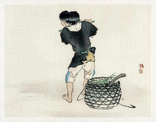 A Man with basket by Kōno Bairei (1913)