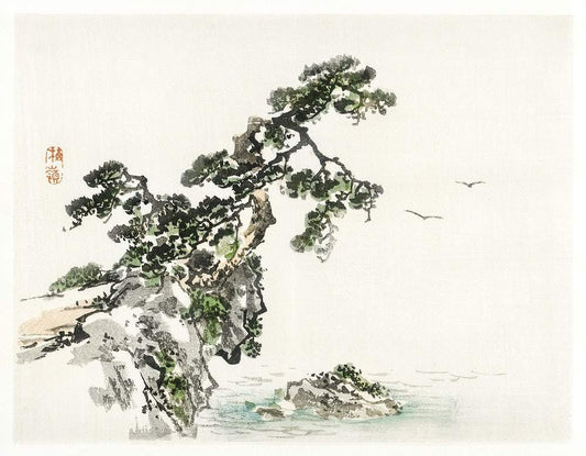 Cliff by Kōno Bairei (1913)