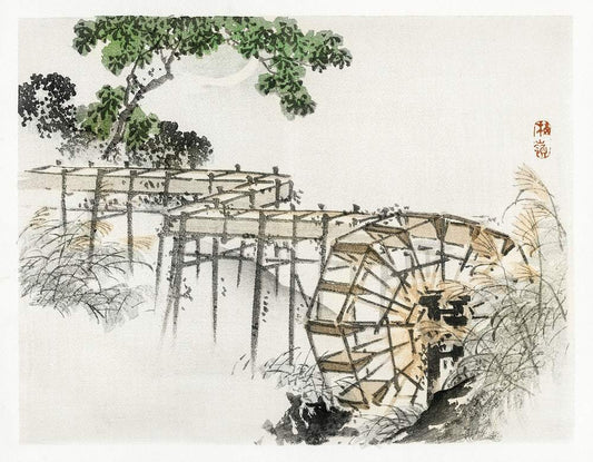 Water wheel by Kōno Bairei (1913)
