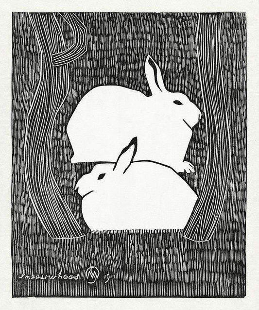 Two snow hares (1911) by Samuel Jessurun de Mesquita