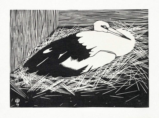 White Maguar Stork (1914) print in high resolution by Samuel Jessurun de Mesquita