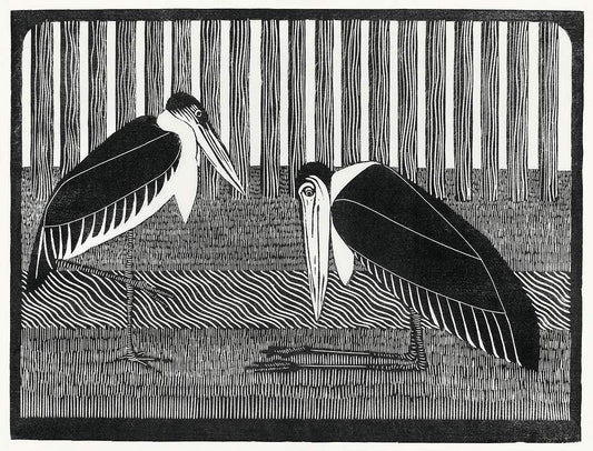 Two maraboos (c.1914) print by Samuel Jessurun de Mesquita