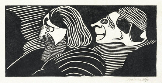 Two male heads (1918) print in high resolution by Samuel Jessurun de Mesquita