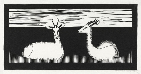 Two gazelles (Twee gazellen) (1926) print in high resolution by Samuel Jessurun de Mesquita
