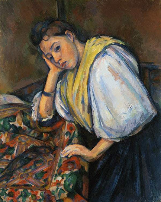 Young Italian Woman at a Table (ca. 1895–1900) by Paul Cézanne