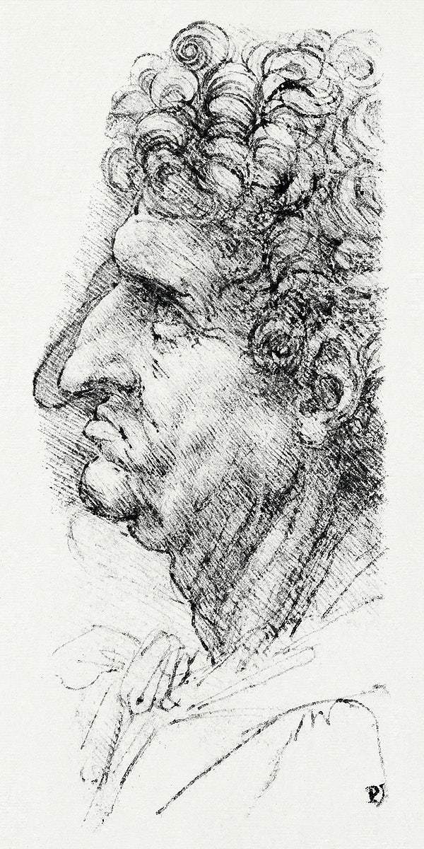 Head of a Man in Profile Facing to the Left (ca. 1490–1494) by Leonardo da Vinci.