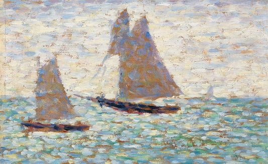 Two Sailboats at Grandcamp (ca. 1885) by Georges Seurat
