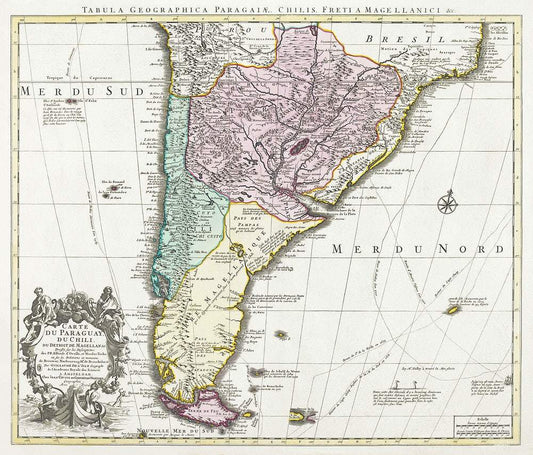 Kaart van het zuidelijke deel van Zuid-Amerika (1750–1760) by Guillaume Delisle
