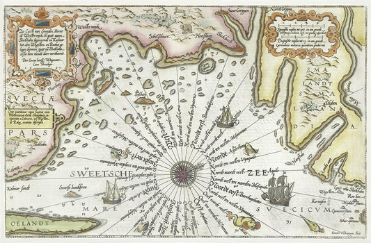 Kaart van de kust van Zweden tussen Kalmar en Stockholm (ca. 1580–1583)