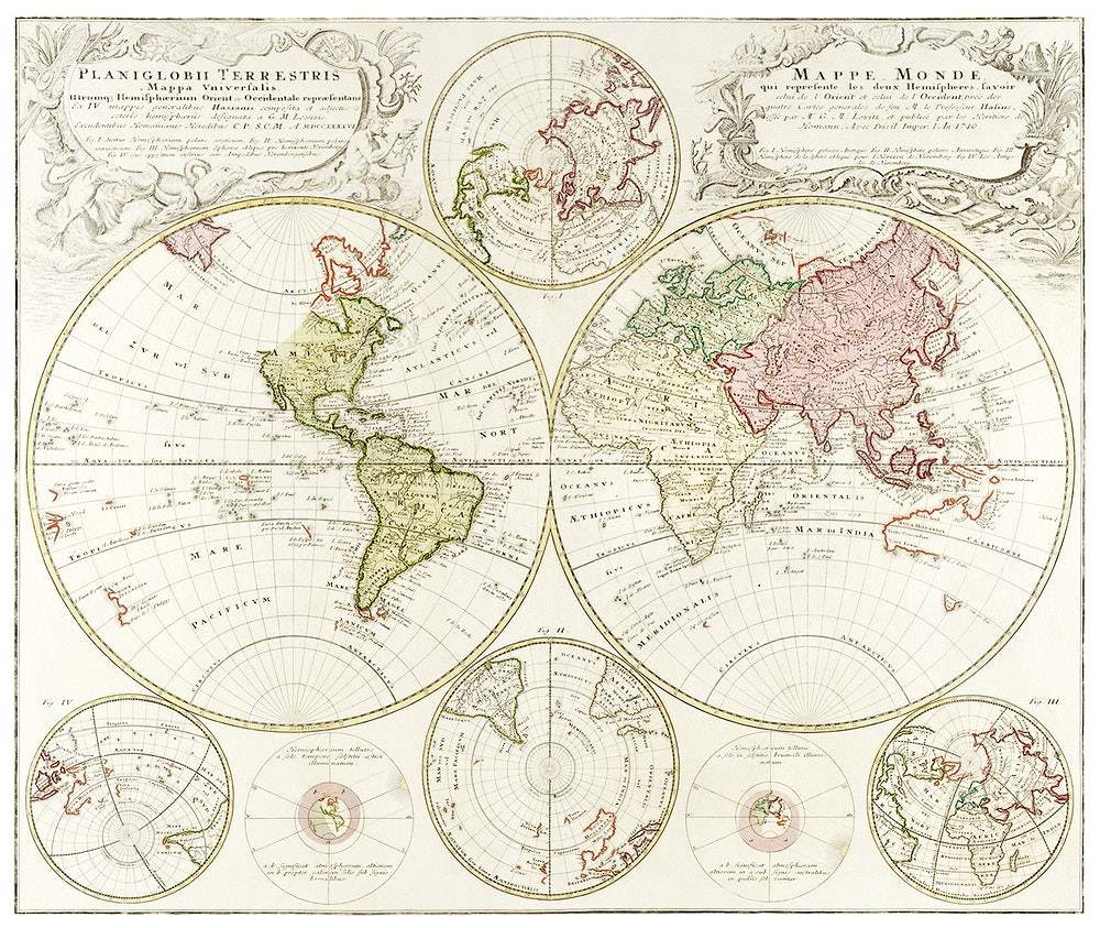 Planiglobii Terrestris Mappa Universalis (1746) by Johann Baptist Homann