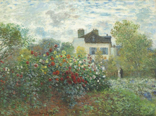 The Artist's Garden in Argenteuil, A Corner of the Garden with Dahlias (1873) by Claude Monet