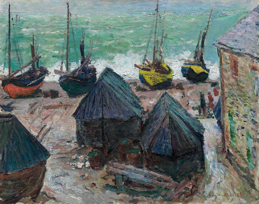 Boats on the Beach at Étretat (1885) by Claude Monet