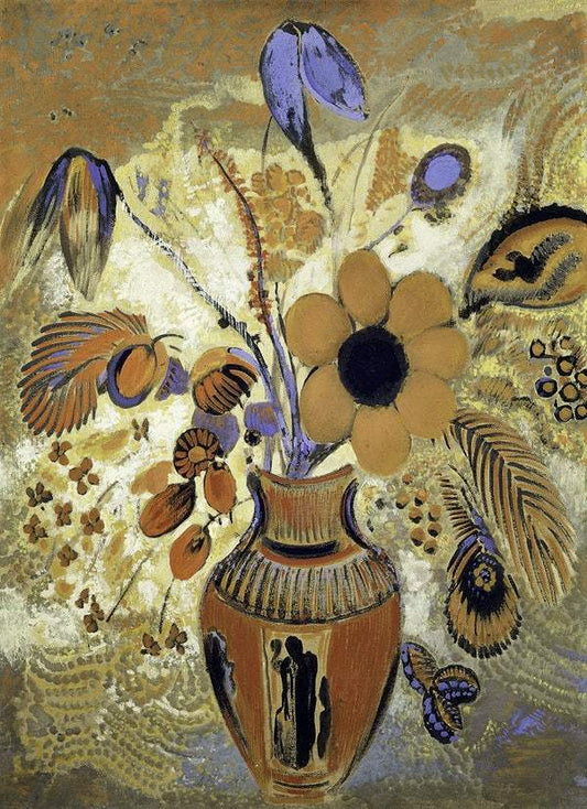 Etruscan Vase with Flowers (1900—1910) by Odilon Redon